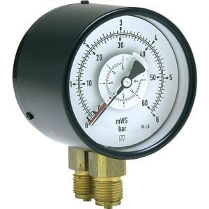 Differenzdruck-Manometer ø 100 mm, 2x DN 15 (1/2) radial