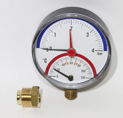 Watts Industries Thermo-Manometer Ø80mm DN15 1/2 Radial