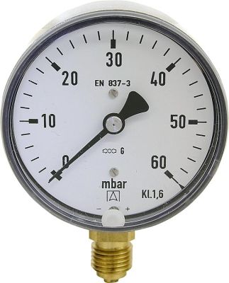 Afriso Kapselfeder-Manometer 63mm DN8 1/4 0-25 mbar