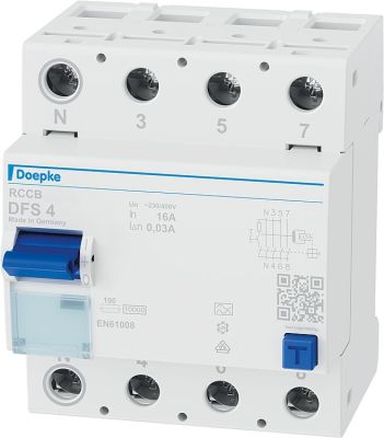 Doepke Fehlerstromschutzschalter DFS 4 016-4/0,03-A puls- und wechselstromsensitiv Typ A