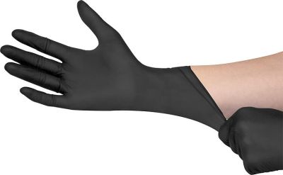Mensch Nitril-Handschuh SAFE LONG puderfrei Größe L Schwarz