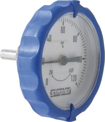 Simplex Thermometergriff rund integrierter Thermometer Ø63mm in Blau