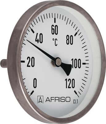 Afriso Bimetall-Edelstahlthermometer DN15 Ø 80mm, 0-120°C