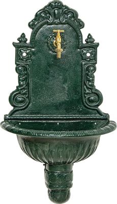 PUTEUS 15132-E Nostalgie-Wandbrunnen Grauguß Grün lackiert