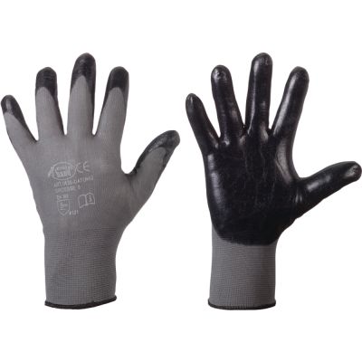 STRONGHAND Nitril-Handschuh Gr. 8 grau/schwarz nahtlos