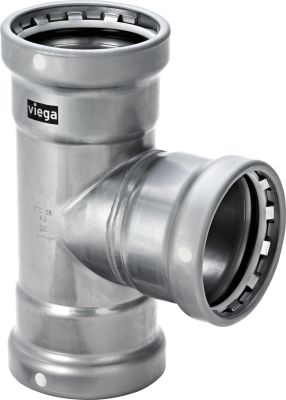 Viega Megapress-T-Stück DN 80 x 50 x 80 Stahl unleg. Zink-Nickel, Pressanschluss