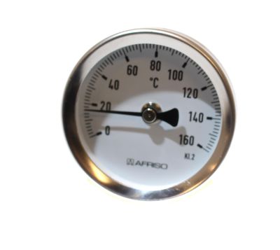 Afriso Metall Thermometer Ø 63mm Schwarz 0°C...160°C