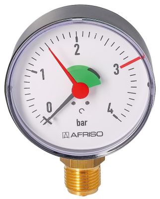 Afriso Rohrfeder-Manometer Heizungsmanomete 80mm DN15 (1/2)