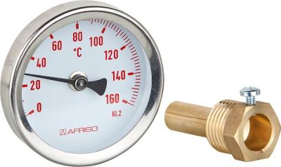 Afriso Metall Thermometer Ø 63mm Rot 0°C...160°C