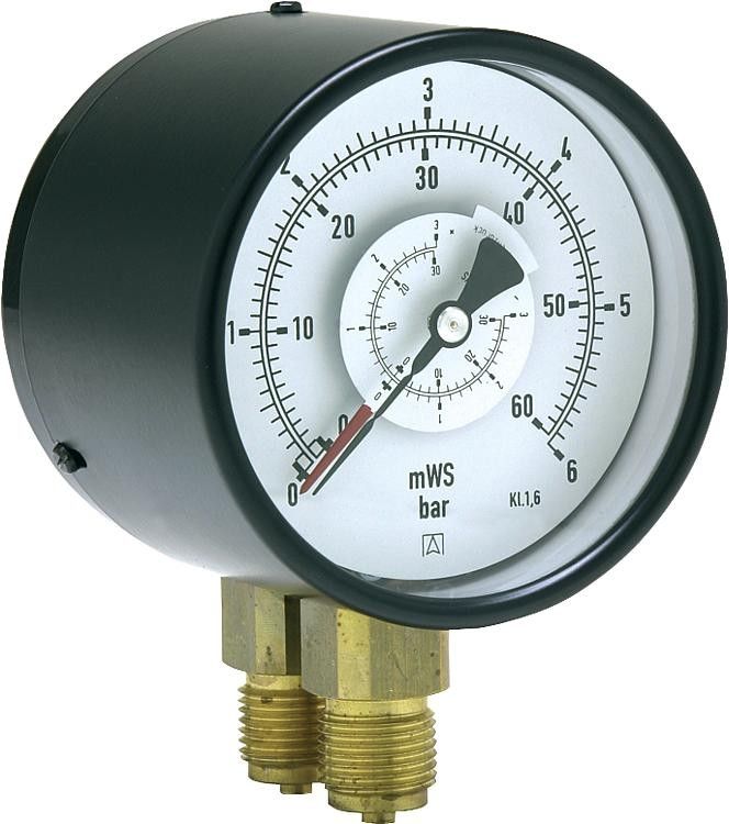 Afriso Differenzdruck-Manometer Ø 100mm 2x DN15 0-0,6bar