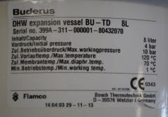 Buderus Logafix Ausdehnungsgefäß BU-TD 8 8 Liter für Trinkwasser, max.10bar, weiß