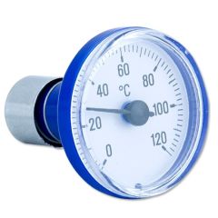 Weishaupt Thermometer blau 0 -120 Cel., Dm. 51 mm Fühler Dm. 5 x 83 mm - 40900012037