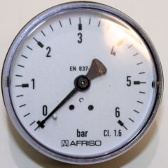 Afriso Rohrfedermanometer Industrie axial 63mm DN8 0-6 bar