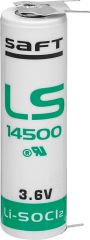 Saft Lithium Batterie 3,6V LS14500-3PF AA Zelle 2/1 pin ++/-