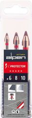 Alpen Fliesenbohrer-Set 3-tlg C-Protector, Anti-slip Schaft