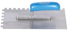 HAROMAC Glättekelle HAROMAC 10x10 gezahnt 280mm rostfrei blaues Heft