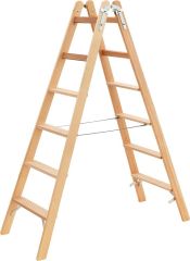 Siedra Stufen-Doppelleiter Holz 2x6 Stufen HSL 26