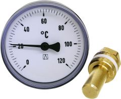 Afriso Bimetall-Thermometer Schwarz Ø 63mm axial DN15