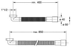 bonomini Flexibler Anschlußschlauch 90° Winkel 11/2x50/40mm