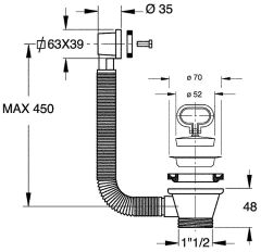 bonomini Ab-und Überlaufgarnitur 11/2x70mm + Überlaufgitter