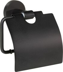 WC-Papierhalter Eldrid nero Messing, schwarz, mit Deckel