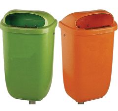 Abfallbehälter orange mit Regenhaube 50l