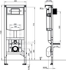 CONEL VIS WC-Element E3 f. Trockenbau, m. UP- Spülkasten, BH: 1120mm