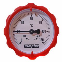 Simplex Thermometergriff rund integrierter Thermometer Ø63mm in Rot