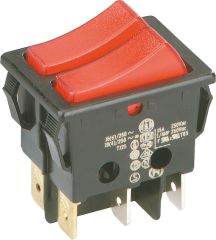 Wipp-Schalter mit roter Kontroll-Lampe 30x22mm