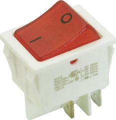 Wipp-Schalter weiß 16 A/ 2 polig, 30x22mm mit Kontrollampe
