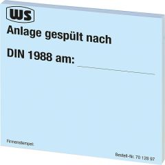 Wartungsaufkleber Spülen Leitungsanlage nach DIN 1988 1 Block à 50 Stk. blau