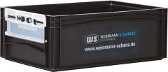 WS Transportbox Schwarz 600x400x220mm mit Entnahmeöffnung