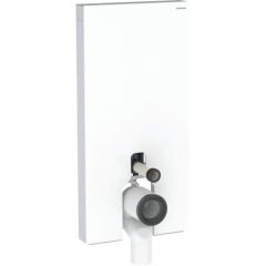 Geberit Sanitärmodul Monolith für Stand-WC 101cm Glas weiß Seitenverkl. alu gebürstet