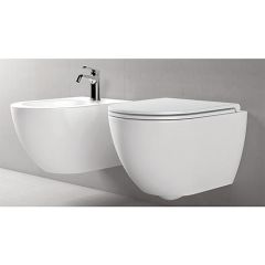Wand-Tiefspül-WC Elanda spülrandlos, aus Keramik, weiß 355x340x515mm