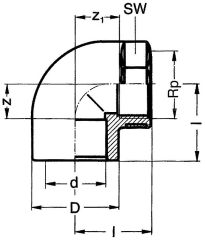 Bänninger PVC-U-Klebefitting Winkel 90° 20 mm x 1/2 einseitig zylindrisches Gewinde