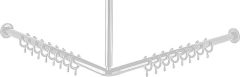 Normbau Duschvorhangstange aus Nylon Farbe: Weiß 19 Länge: 900mm inkl Befestigung + 18 Vorhangringe