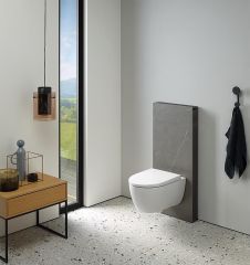 Geberit Monolith Plus Sanitärmodul für Wand-WC 114cm, Steinzeug Schieferoptik/Aluminium schwarzchrom