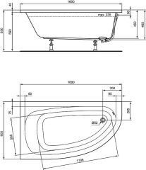 Ideal Standard Raumspar-Badewanne ERUN links BxHxT:1600/900x465x285mm Acryl,weiß