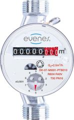 Evenes Wasserzähler Typ ETWD für Warmwasser bis 90 C Qn 2,5m